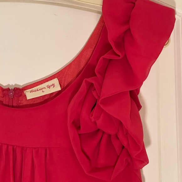 Fashion Spy Hot Pink Ruffled Blouse - Picture 2 of 5
